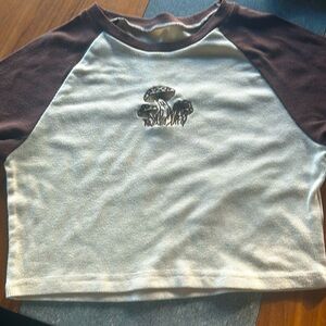 Beige mushroom baby tee